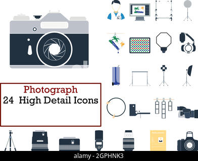 Photograph Icon Set Stock Vector