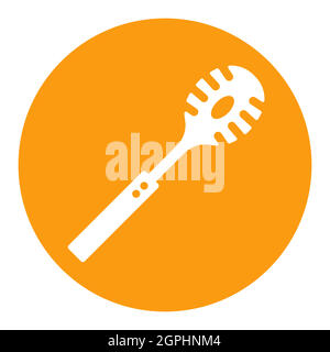 Kitchenware spaghetti spoon vector white glyph icon Stock Vector