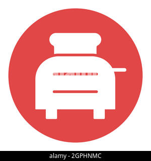 Toaster with toasts vector white glyph icon. Kitchen appliance Stock Vector