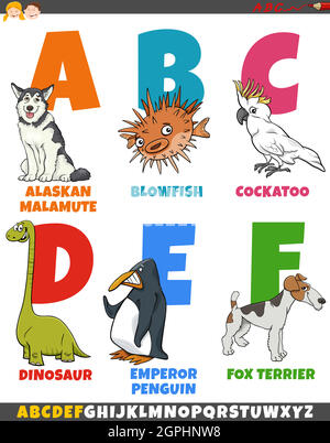 educational cartoon alphabet collection with animals Stock Vector