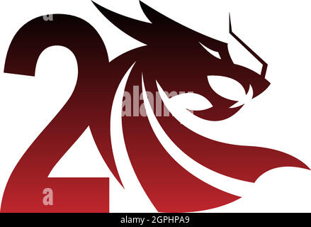 Number 2 logo icon with dragon design vector Stock Vector