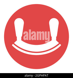 Double bladed herb-cutter or Mezzaluna vector white glyph icon Stock Vector