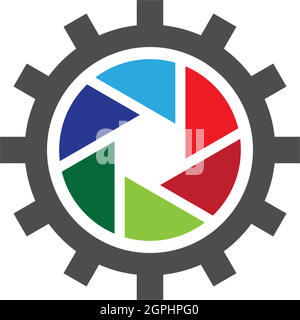 Camera shutter  logo gear Stock Vector