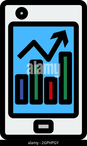 Smartphone With Analytics Diagram Icon Stock Vector