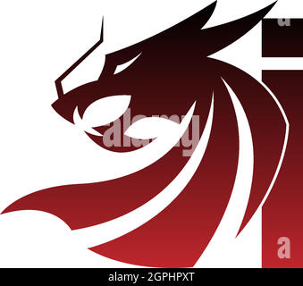 Letter I logo icon with dragon design vector Stock Vector