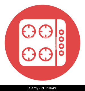 Cook top cooking panel white glyph icon. Induction stove hob Stock Vector