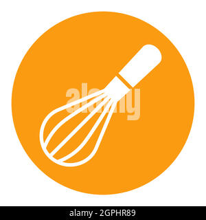 Balloon whisk for mixing and whisking vector white glyph icon Stock Vector