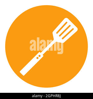 Kitchen spatula vector white glyph icon. Kitchen appliance Stock Vector
