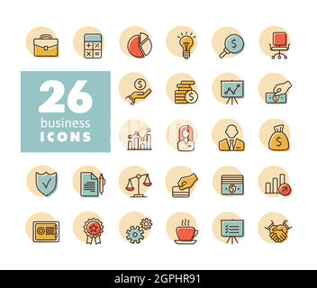 Business and finance web outline icon set Stock Vector