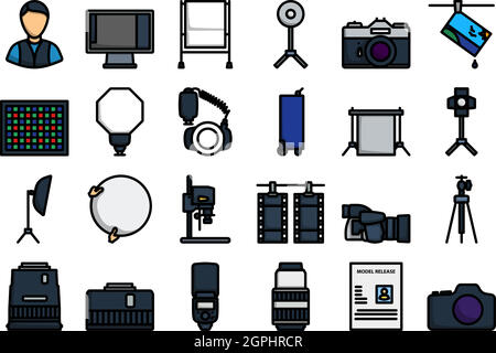 Photography Icon Set Stock Vector