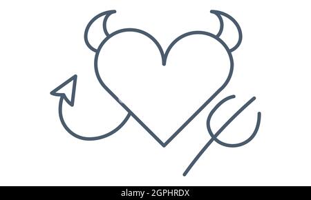Evil heart icon simple romance element valentine vector image Stock Vector