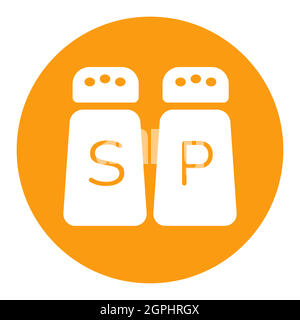 Salt and pepper condiment shakers vector white glyph icon Stock Vector
