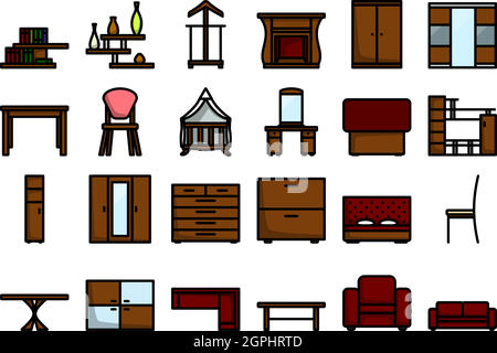 Furniture Icon Set Stock Vector