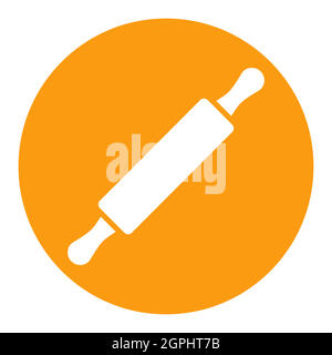 Wooden rolling pin plunger vector white glyph icon Stock Vector