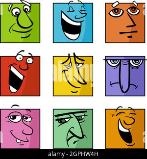 characters or emotions cartoon illustration set Stock Vector