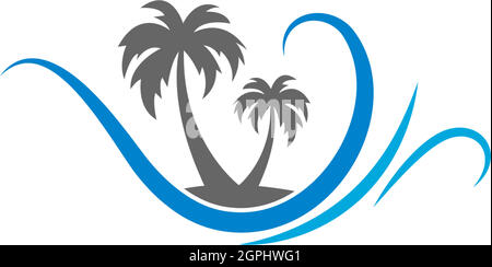 tree palm wave logo icon Stock Vector