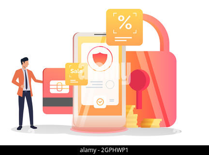 Business leader inserting credit card into cell Stock Vector