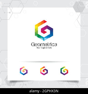 Digital logo design vector letter G concept with modern colorful pixel for technology, software, studio, app, and business. Stock Vector