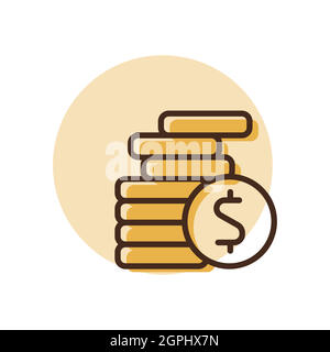 Coins stack outline icon vector. Finances sign Stock Vector