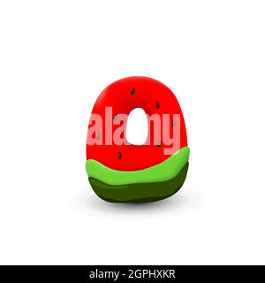 Watermelon letter O Stock Vector