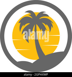 Palm beach, vitamin logo concept Stock Vector