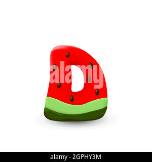 Watermelon letter D Stock Vector