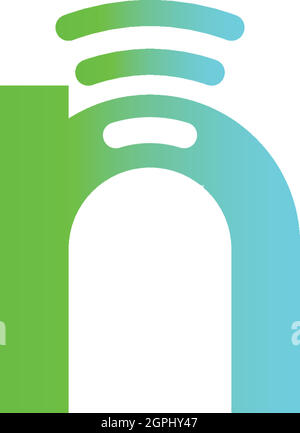 Letter n, Wireless connecting logo Stock Vector