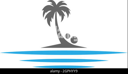 Palm beach, vitamin logo concept Stock Vector