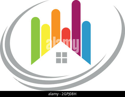 House in paint, painter, logo, background Stock Vector