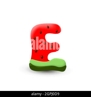 Watermelon letter E Stock Vector