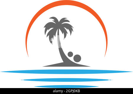 Palm beach, vitamin logo concept Stock Vector
