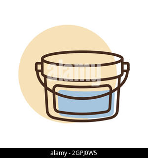 Pastic bucket container for paint or food Stock Vector