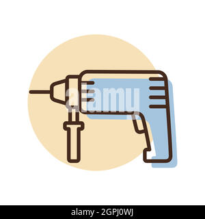 Electric hammer drill vector flat icon Stock Vector