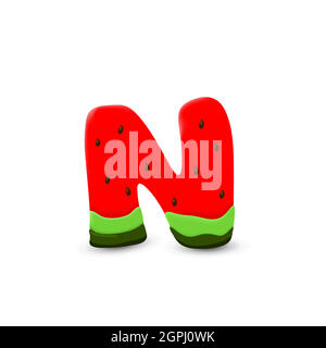Watermelon letter N Stock Vector