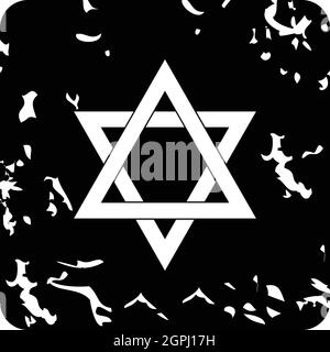 Star of David icon, grunge style Stock Vector