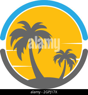 Palm beach, vitamin logo concept Stock Vector