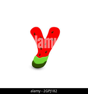 Watermelon letter Y Stock Vector