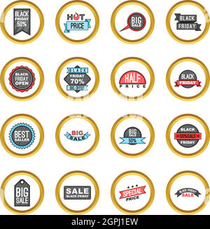 Black Friday vector set, cartoon style Stock Vector