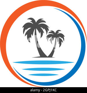 Palm beach, vitamin logo concept Stock Vector