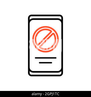 Prohibition sign on smartphone screen vector icon Stock Vector