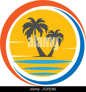Palm beach, vitamin logo concept Stock Vector