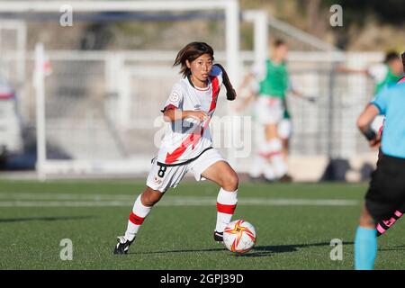 Madrid, Spain. 29th Sep, 2021. Yoko Tanaka (Rayo) Football/Soccer : Spanish 'Primera Iberdrola' match between Rayo Vallecano Femenino 0-0 Sporting de Huelva at the Ciudad Deportiva Fundacion Rayo Vallecano in Madrid, Spain . Credit: Mutsu Kawamori/AFLO/Alamy Live News Stock Photo