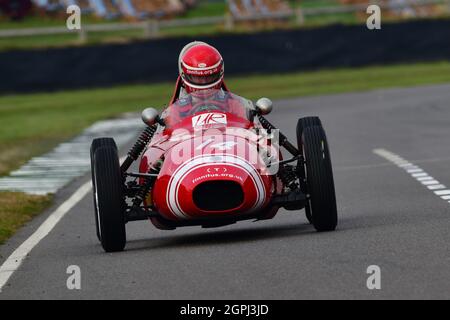Crispian Besley, Elva BMC 100, Chichester Cup, Front engined Formula Juniors that raced in the years 1958 to 1962, Goodwood Revival 2021, Goodwood, Ch Stock Photo