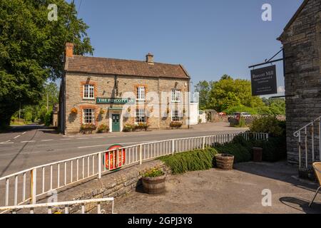 The Burcott in, and milll at Wookey Somerset Stock Photo