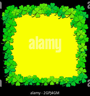 Shamrock or clover background. Vector border with saint Patricks day symbols. Empty frame with copy space. Great for banner, poster or party invitation. Stock Vector