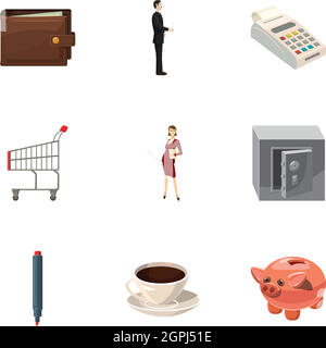 Company icons set, cartoon style Stock Vector