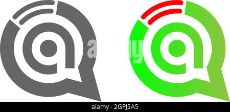 Letter A Wireless Internet in the chat bubble logo Stock Vector