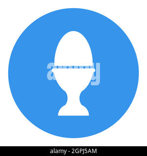 Soft boiled egg in an egg cup vector white glyph icon Stock Vector