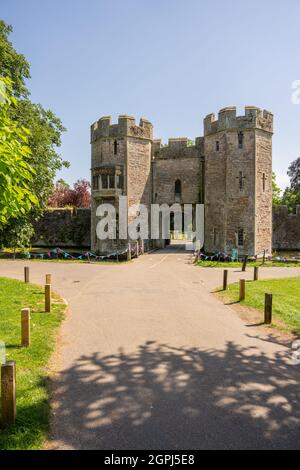 Entrance to The Bishops palace wells Somerset Stock Photo
