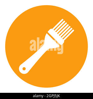 Silicone cooking brush vector white glyph icon Stock Vector